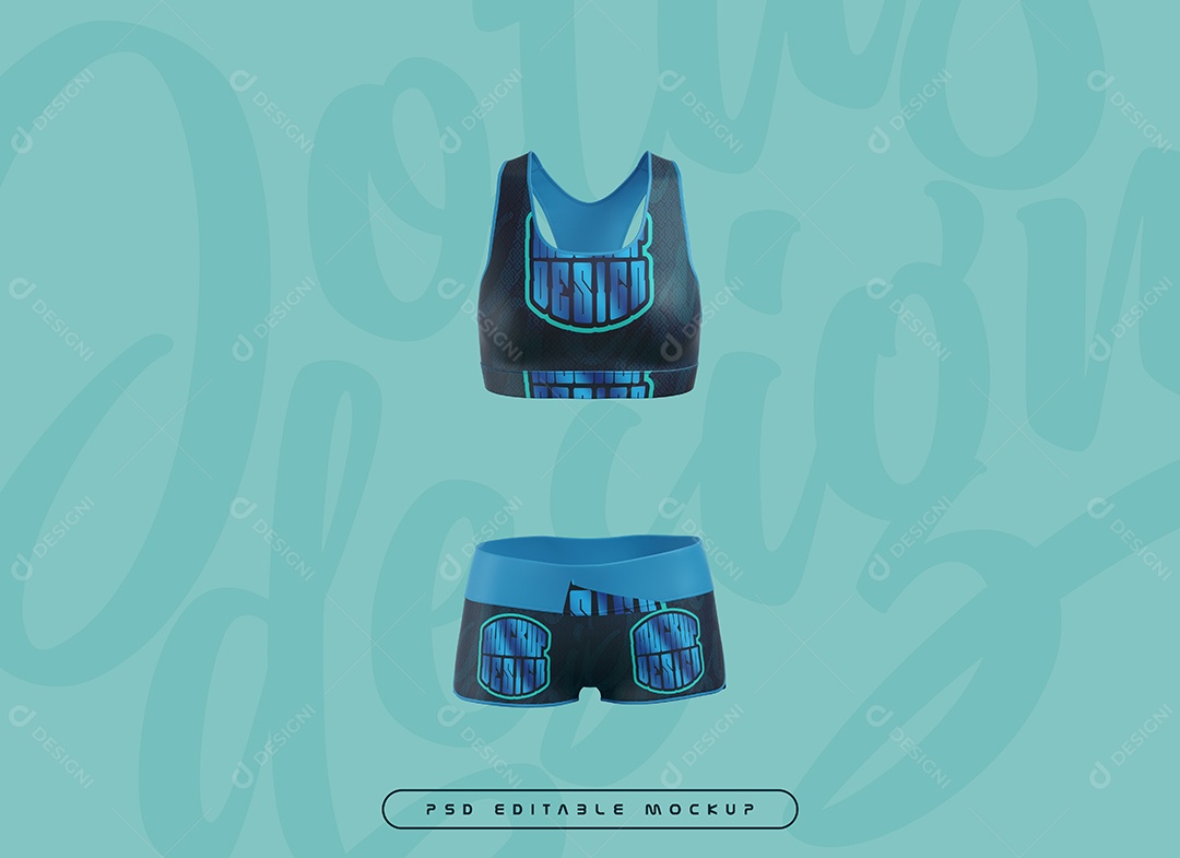 Kit de Roupa Esportiva Feminina Mockup PSD Editável