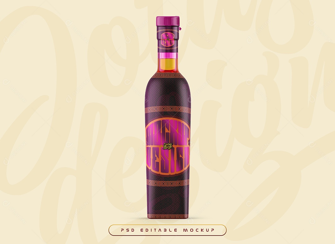 Garrafa de Vinho Mockup PSD Editável