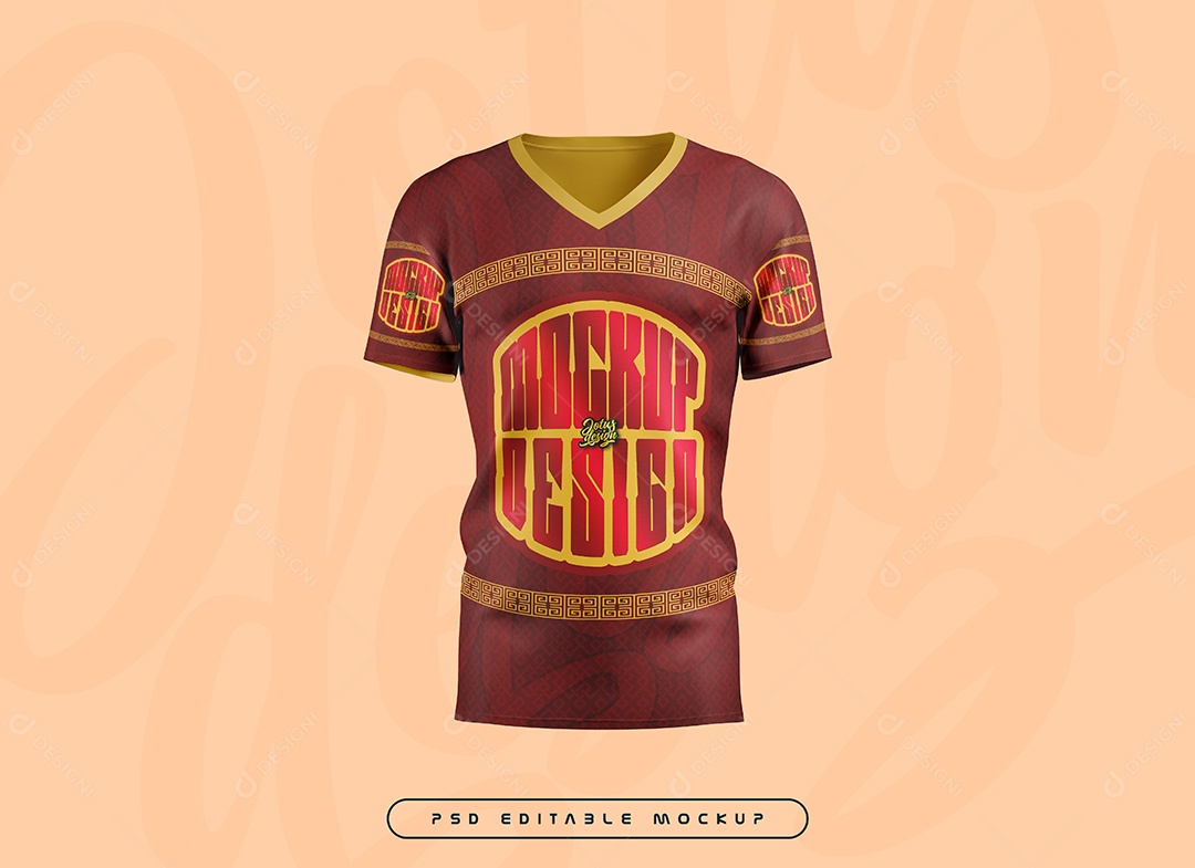 Camiseta Com Decote Mockup PSD Editável