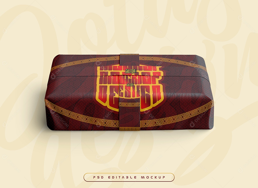 Caixa de Presente Mockup PSD Editável