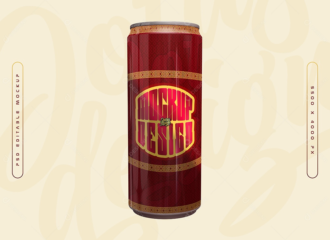 Lata de Energético Mockup PSD Editável