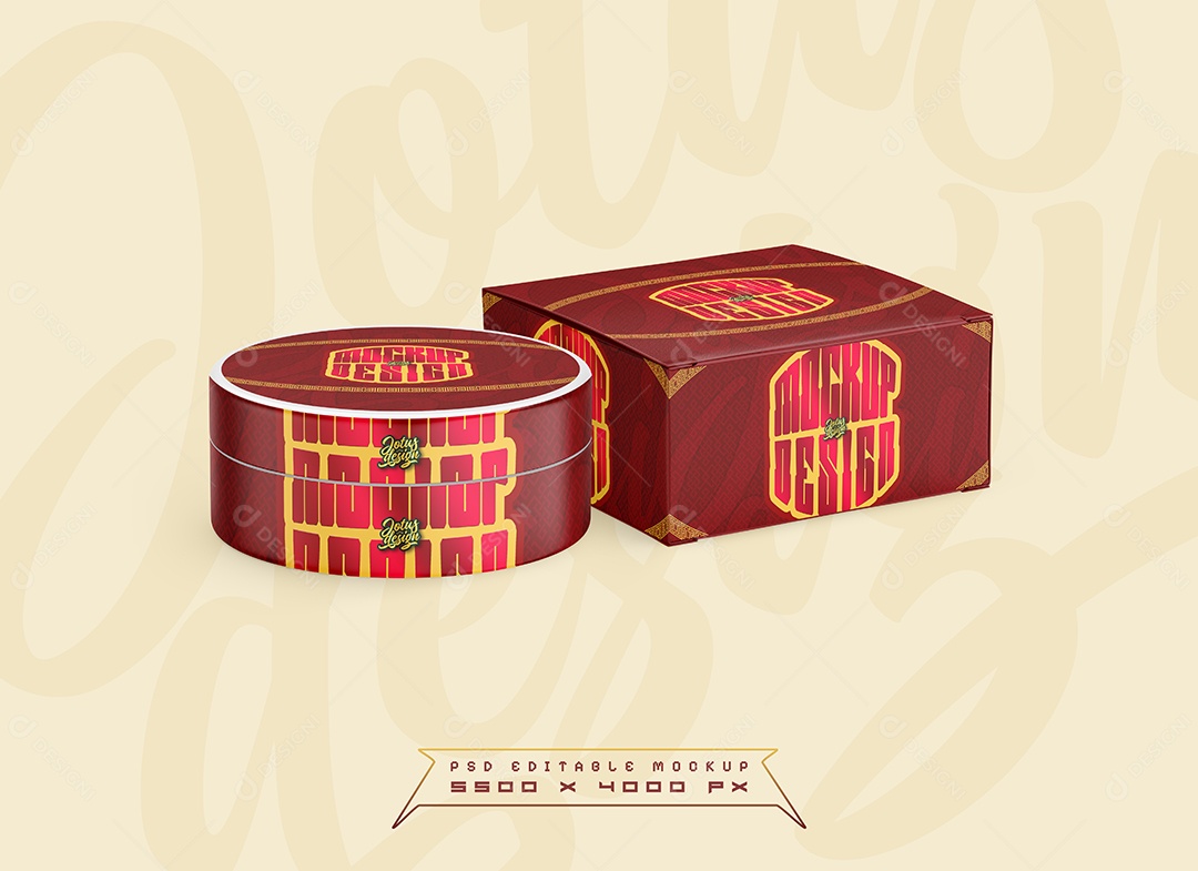 Frasco de Creme Com Caixa Mockup PSD Editável