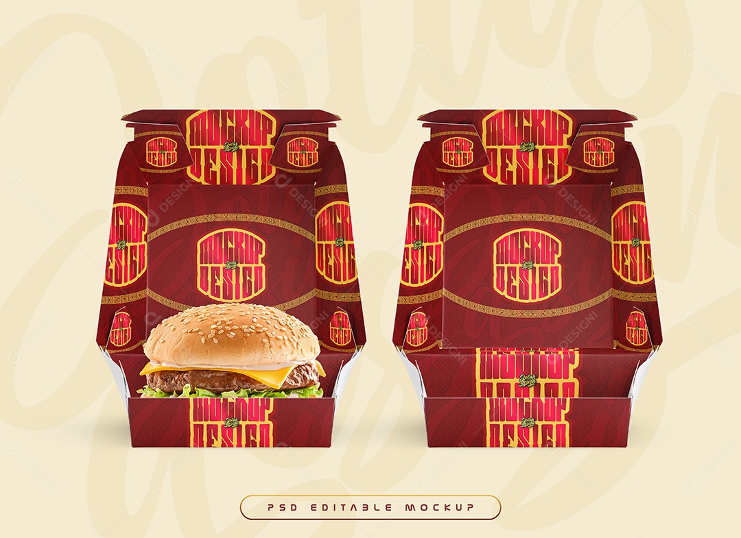 Embalagem de Hámburguer Mockup PSD Editável