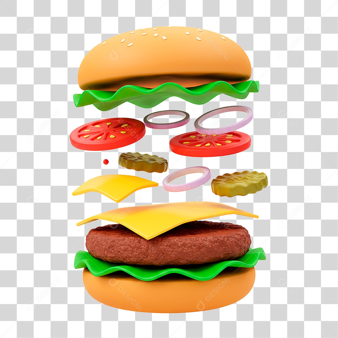 Hambúrguer Caindo PNG Transparente