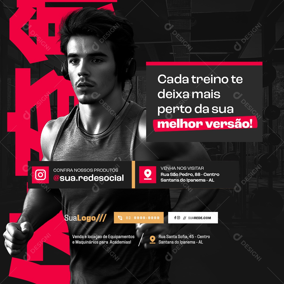 Equipamentos de Academia Melhor Versão Social Media PSD Editável