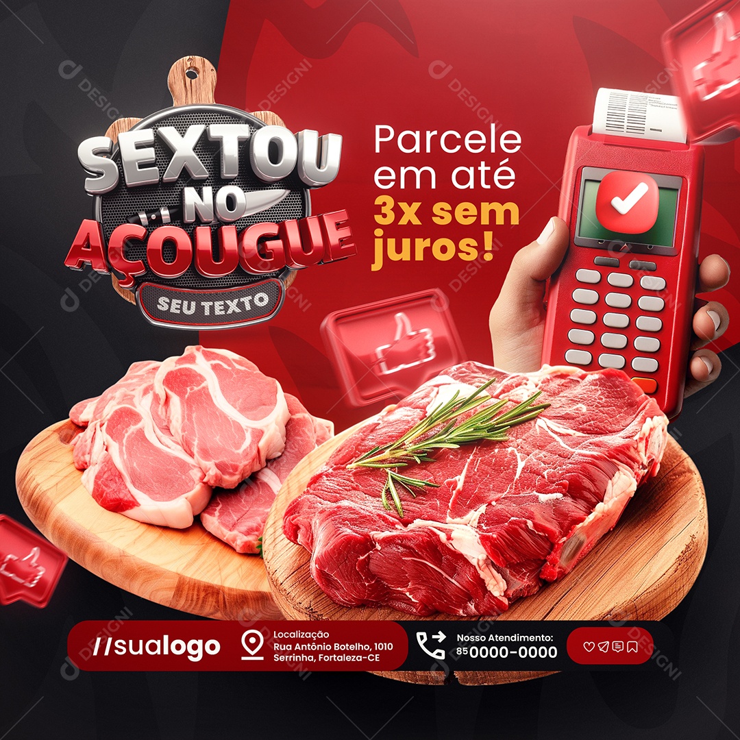 Sexta no Açougue Parcele Social Media PSD Editável