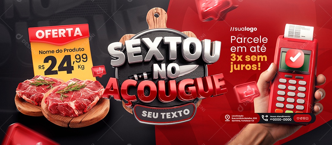 Banner Sexta no Açougue Parcele Social Media PSD Editável