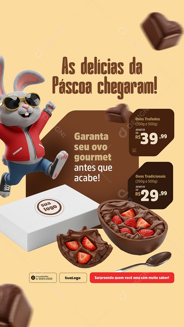 Story Páscoa Ovos Gourmet Promoções Social Media PSD Editável