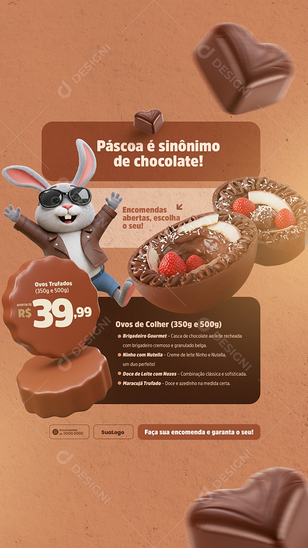 Story Páscoa Ovos Gourmet Promoções Social Media PSD Editável