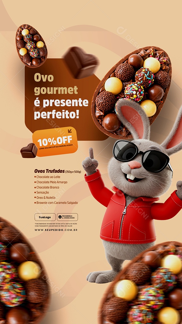 Story Páscoa Ovos Gourmet Promoções Social Media PSD Editável