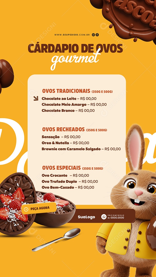 Story Páscoa Ovos Gourmet Promoções Social Media PSD Editável