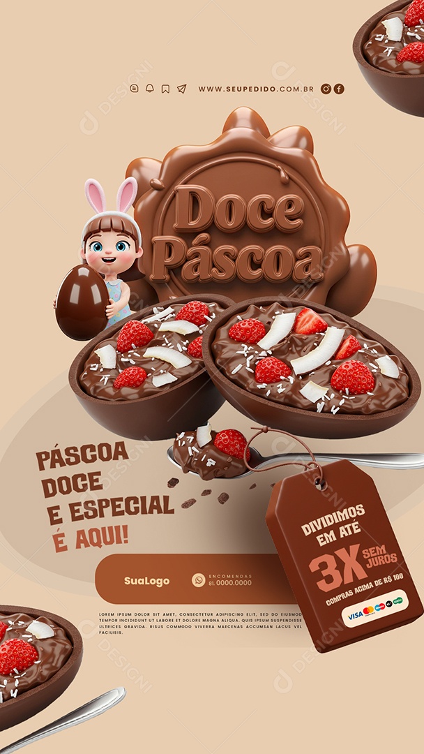 Story Páscoa Ovos Gourmet Promoções Social Media PSD Editável
