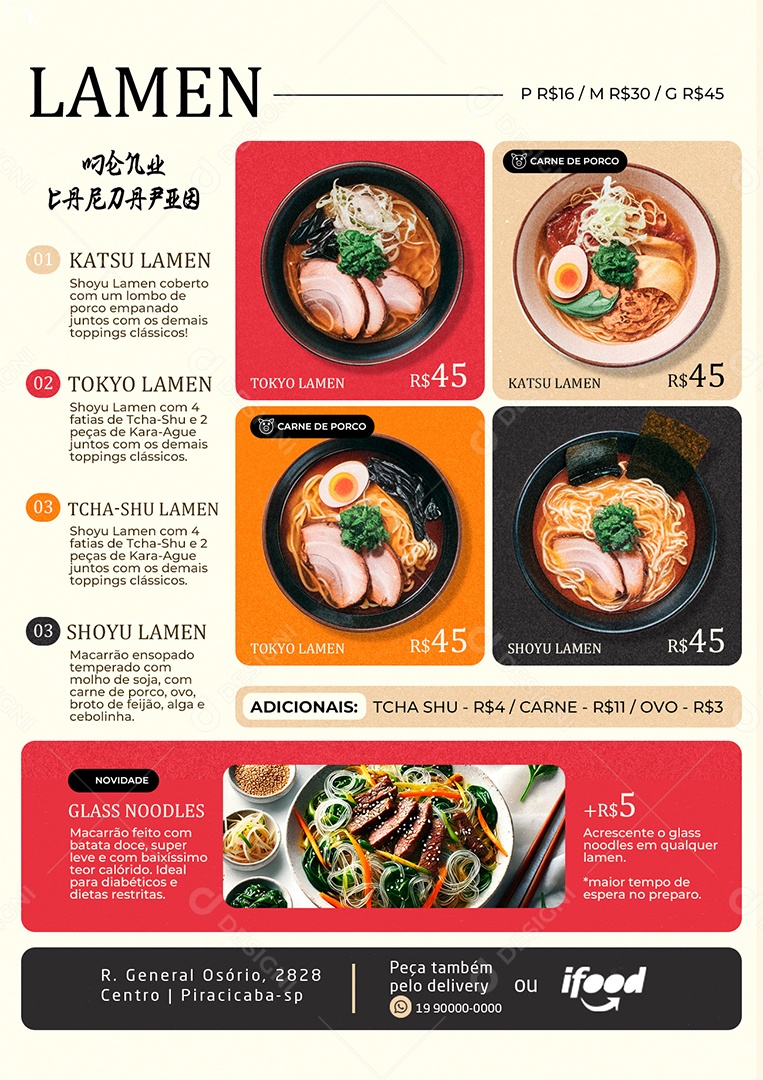 Modelo de Cardápio Restaurante Japonês Lamen PSD Editável