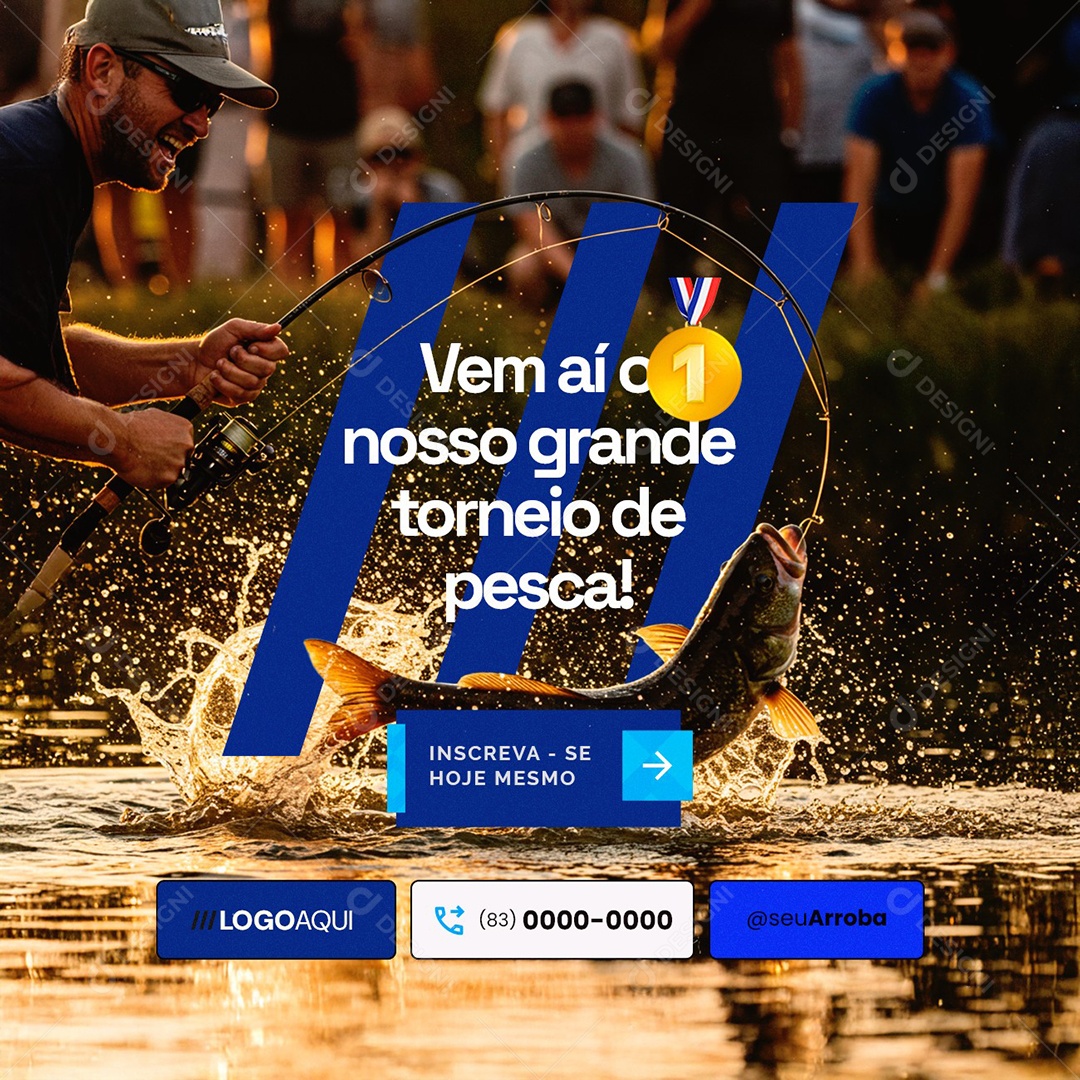 Pesquepague Vem Aí o Nosso Grande Torneio de Pesca Social Media PSD Editável