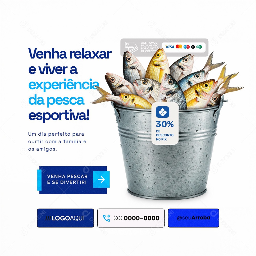 Pesquepague Venha Relaxar e Viver a Experiência da Pesca Esportiva Social Media PSD Editável