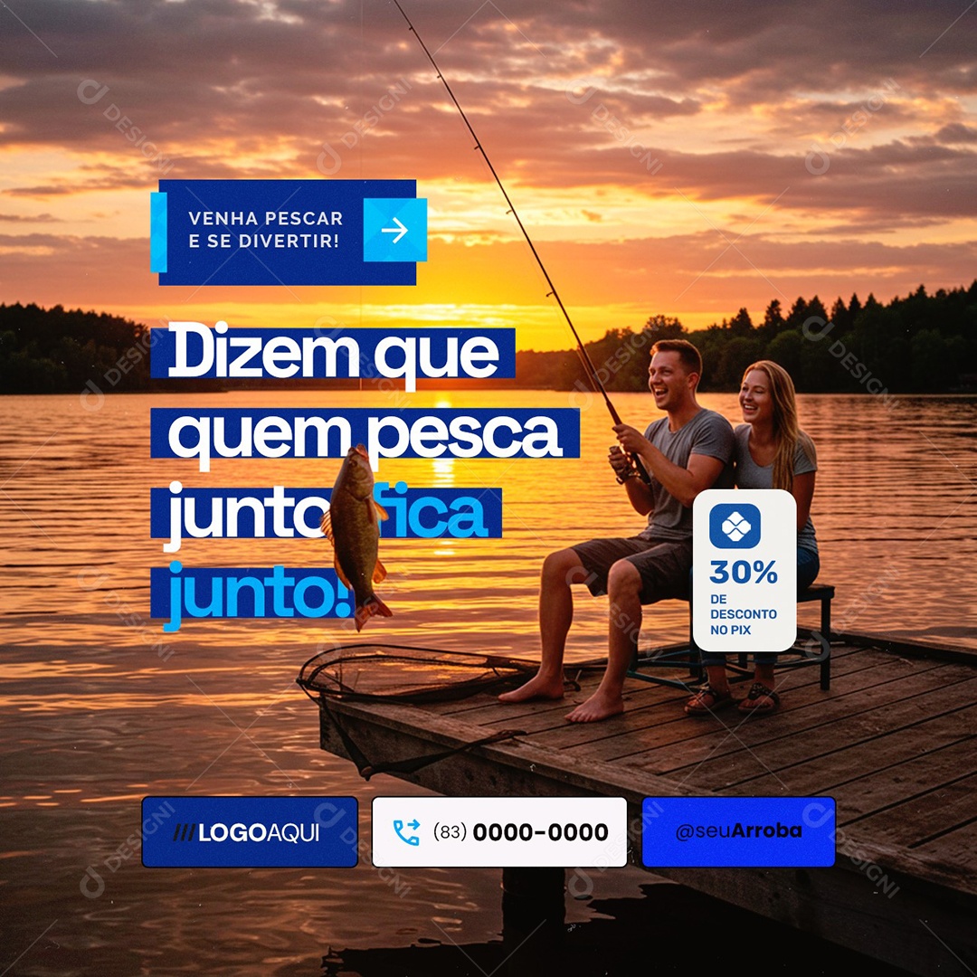 Pesquepague Dizem Quem Pesca Junto Fica Junto Social Media PSD Editável