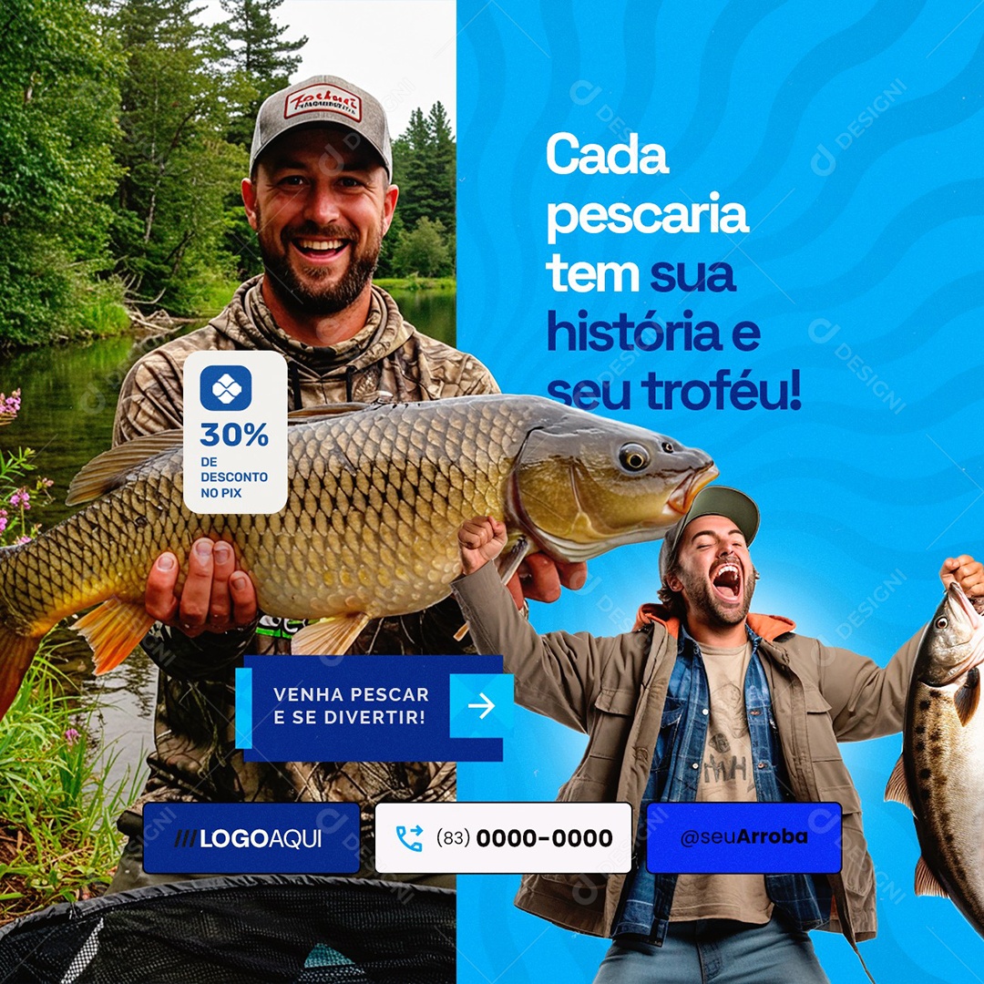 Pesquepague Cada Pescaria Tem sua História Social Media PSD Editável