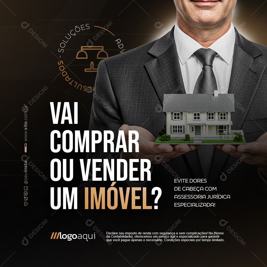 Advocacia Vai Comprar ou Vender Um Imóvel Social Media PSD Editável