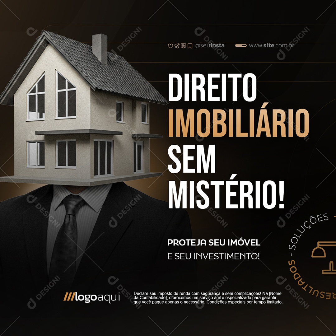 Advocacia Direito Imobiliário Sem Mistério Social Media PSD Editável