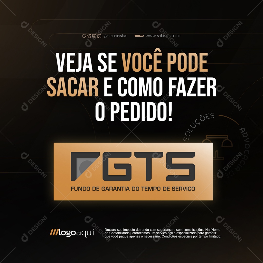Advocacia Veja Se Você Pode Sacar e Como Fazer o Pedido FGTS Social Media PSD Editável