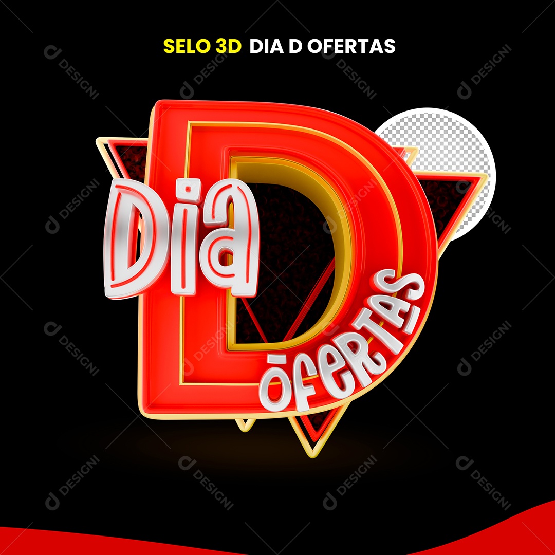 Selo 3D Ofertas do Dia para Composição PSD