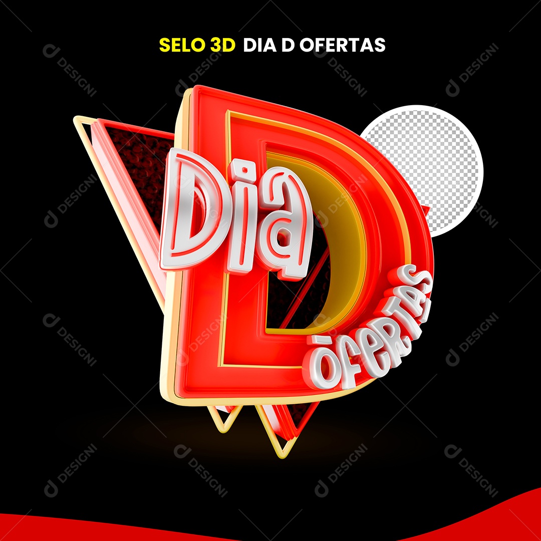 Selo 3D Oferta do Dia para Composição PSD