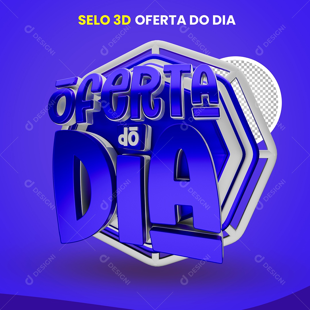 Selo 3D Ofertas do Dia Azul para Composição PSD