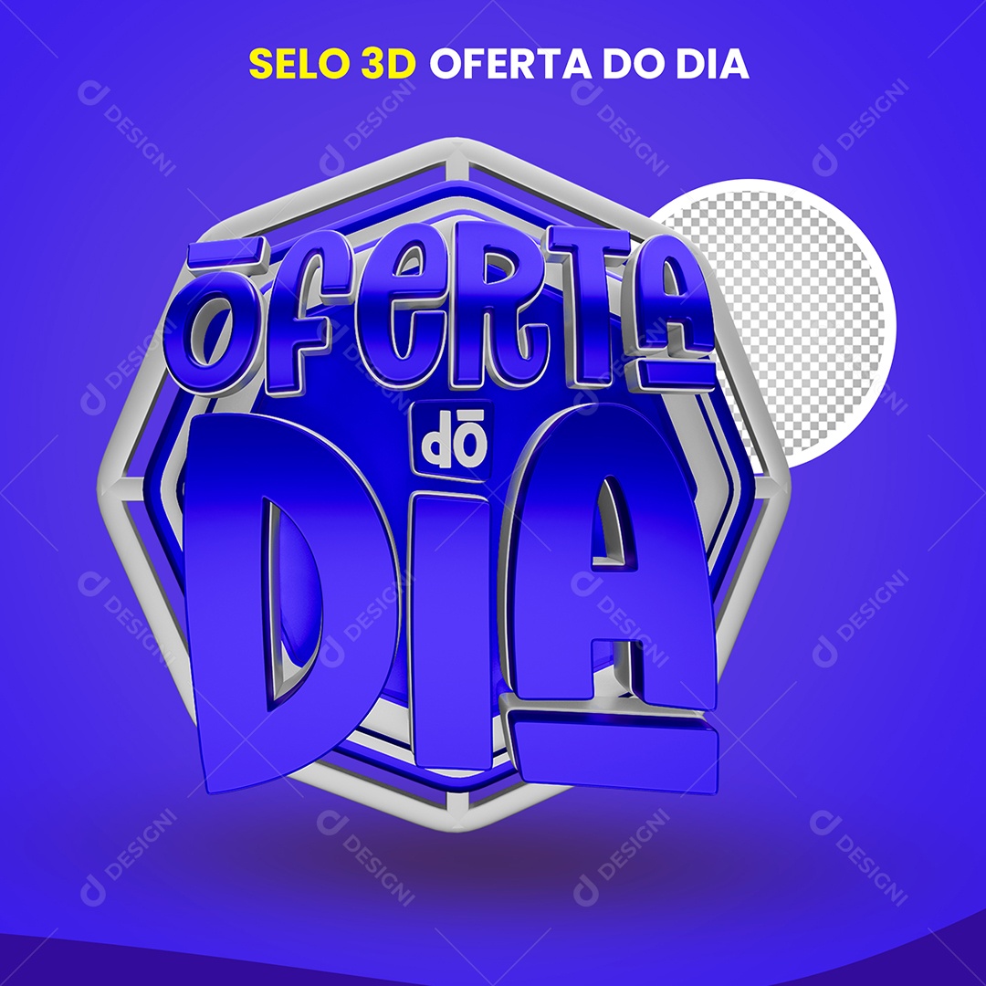 Selo 3D Ofertas do Dia Azul para Composição PSD