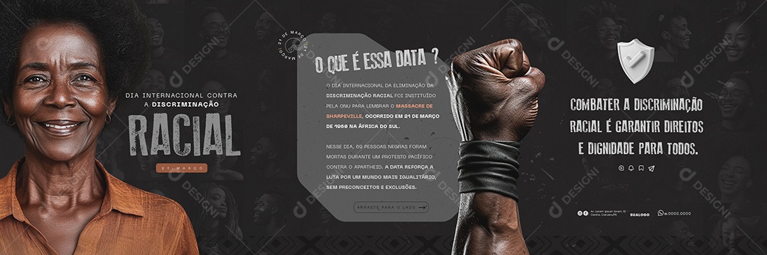 Carrossel Dia Internacional Contra a Discriminação Racial Social Media PSD Editável