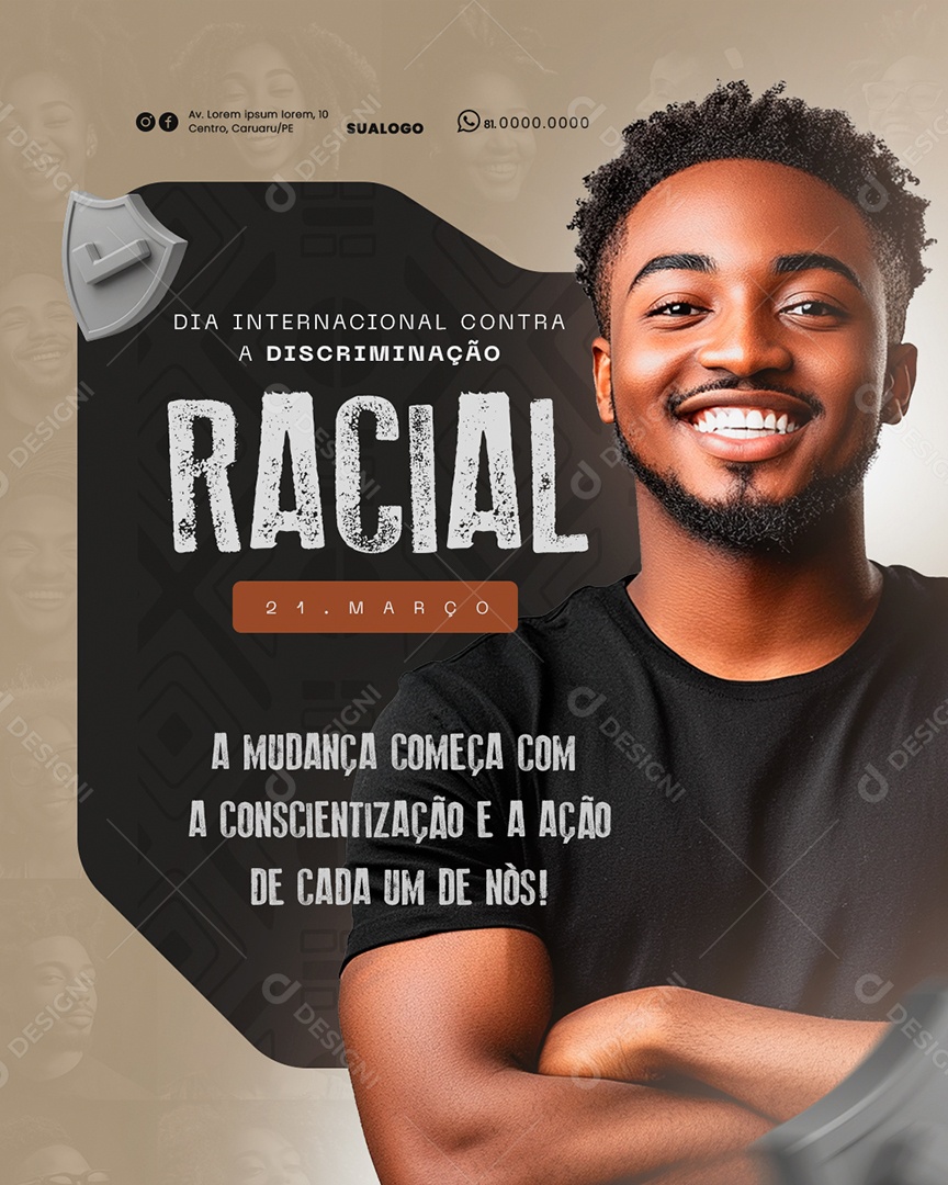 Dia Internacional Contra a Discriminação Racial Social Media PSD Editável
