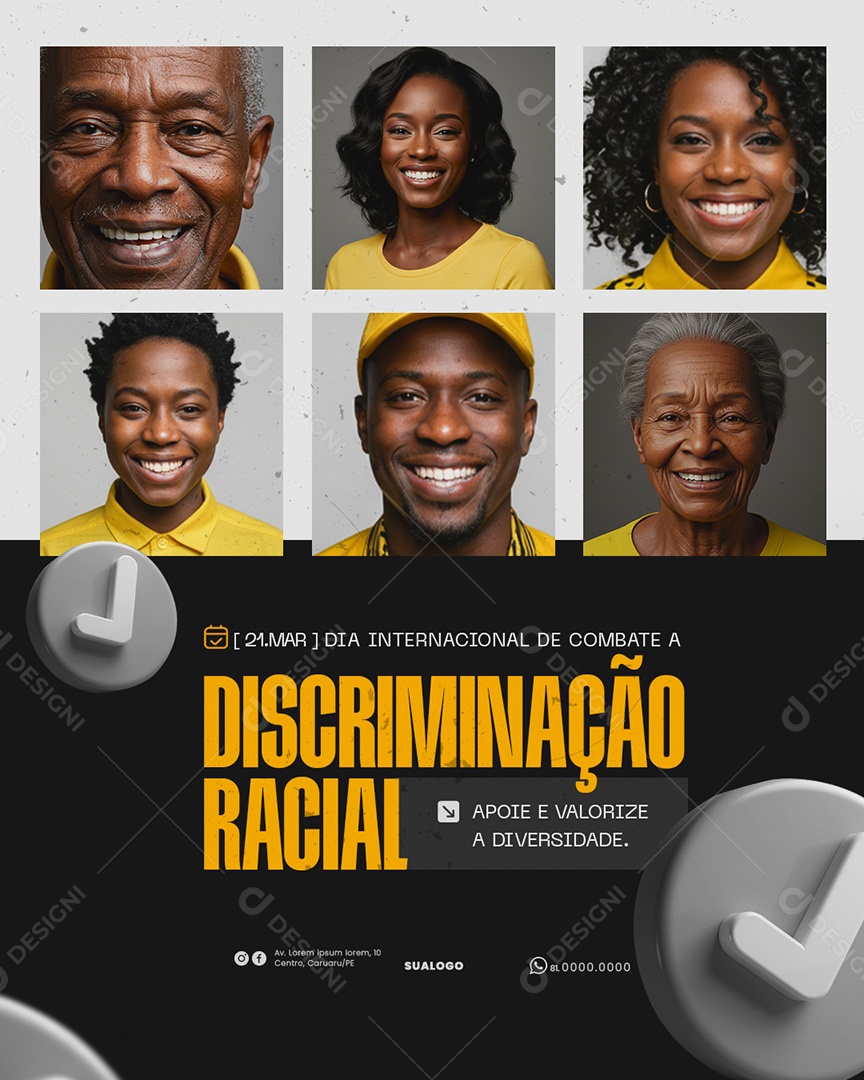 Dia Internacional Contra a Discriminação Racial Social Media PSD Editável