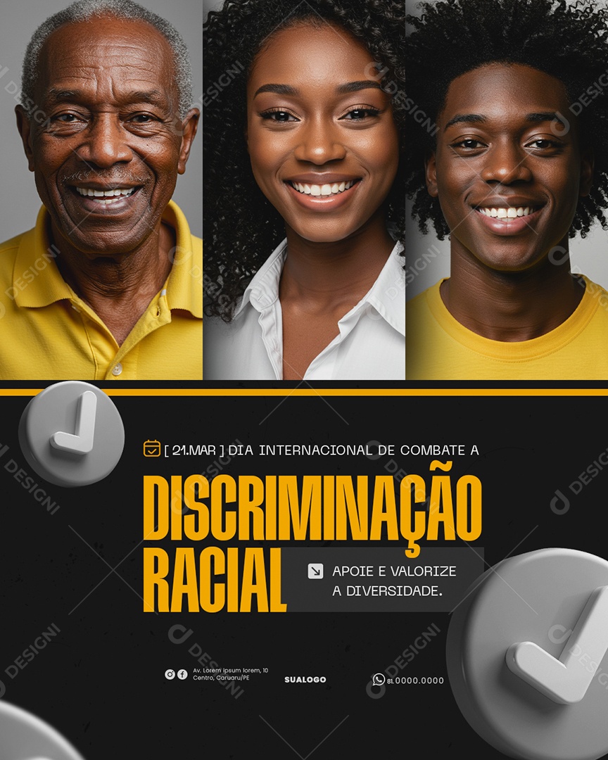 Dia Internacional Contra a Discriminação Racial Social Media PSD Editável
