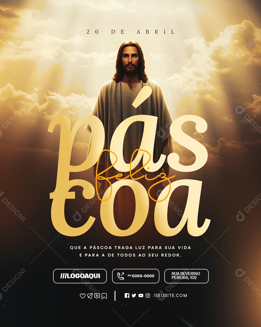 Feliz Páscoa 20 de Abril Social Media PSD Editável