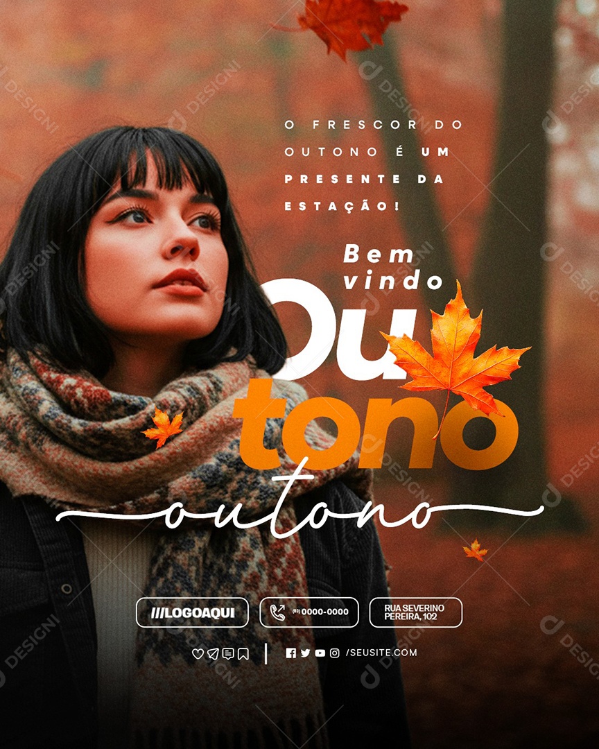 Bem Vindo Outono O Frescor do Outono Social Media PSD Editável
