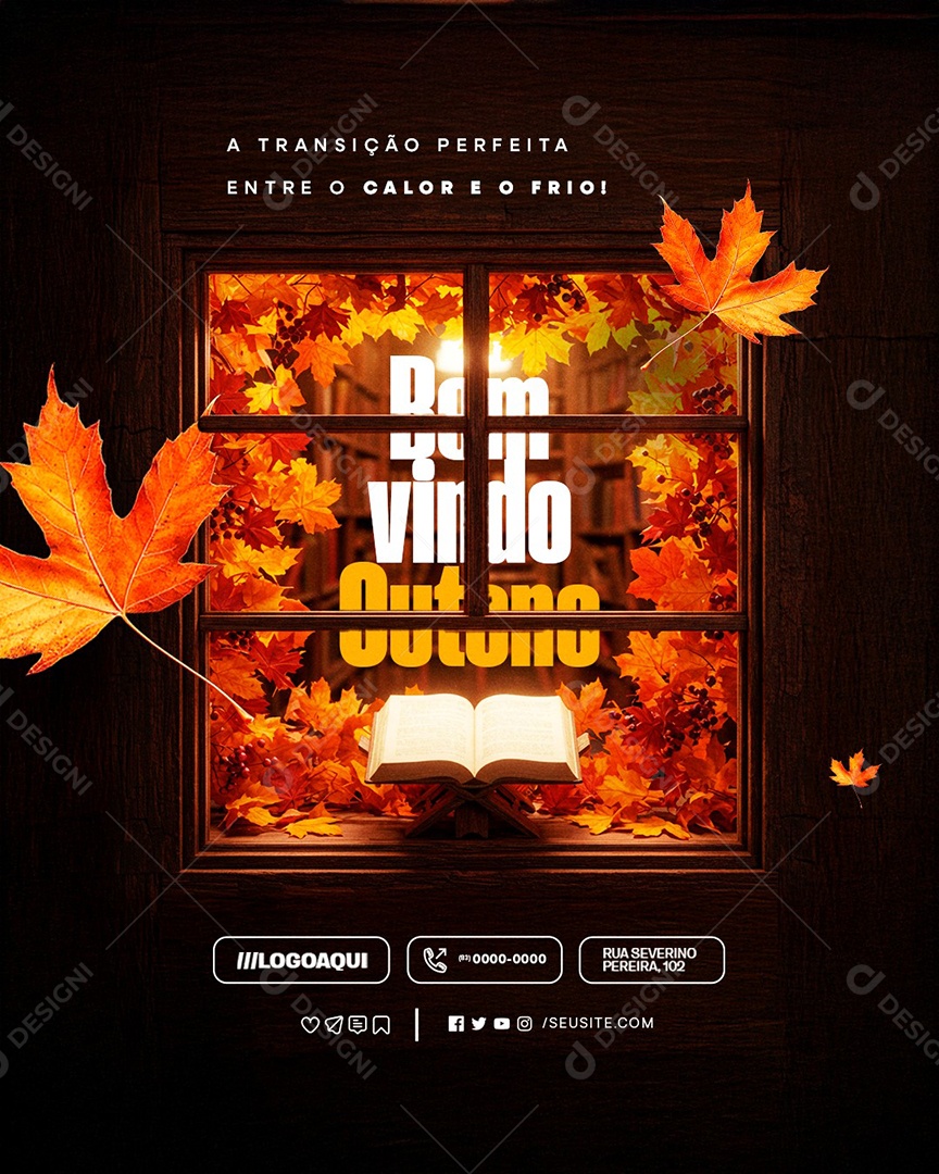 Bem Vindo Outono A Transilção Perfeita Social Media PSD Editável
