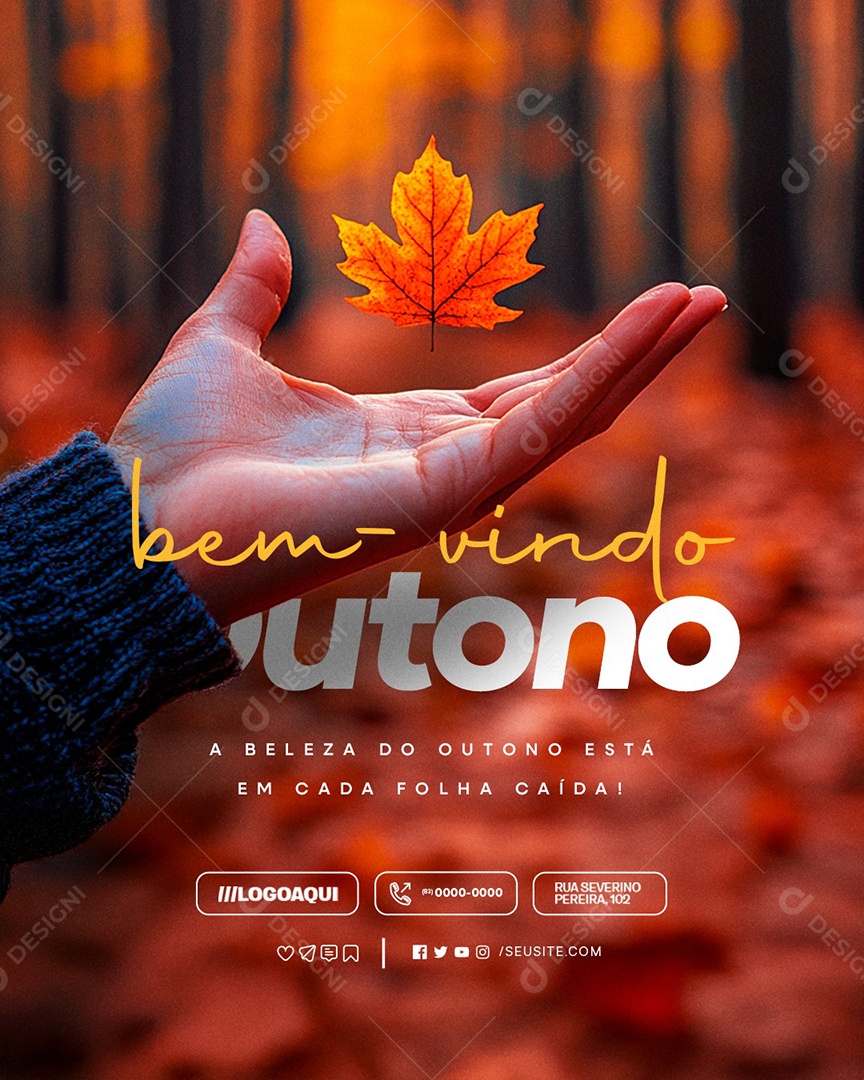 Bem Vindo Outono A Beleza do Outono Está em Cada Folha Caída Social Media PSD Editável