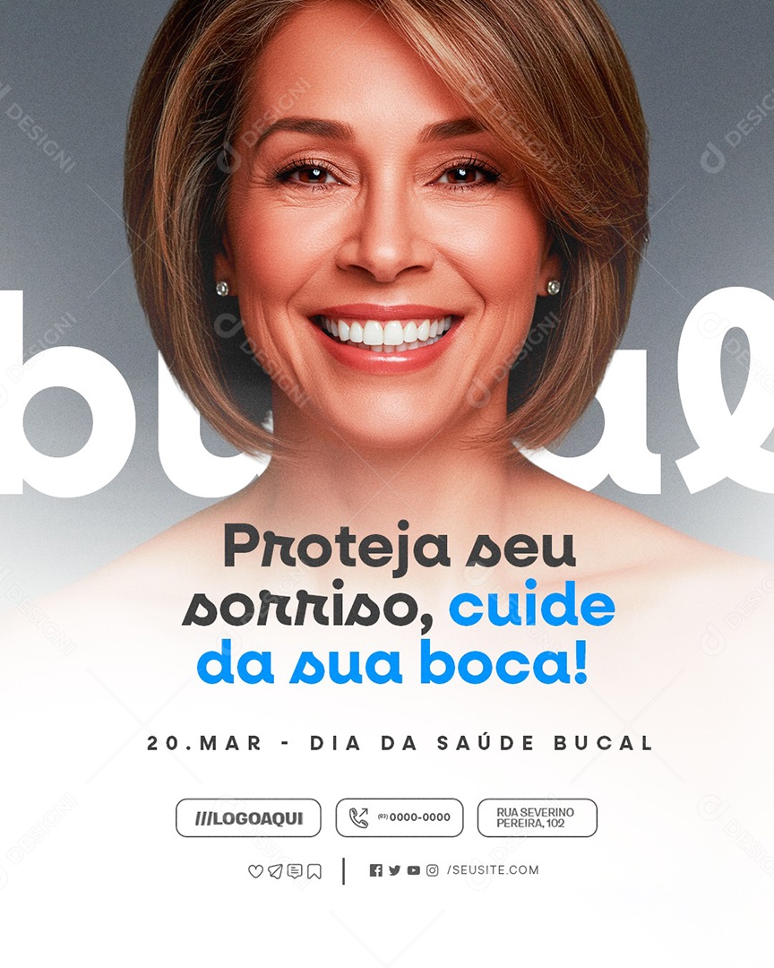 Dia da Saúde Bucal 20 de Março Proteja seu Sorriso Social Media PSD Editável