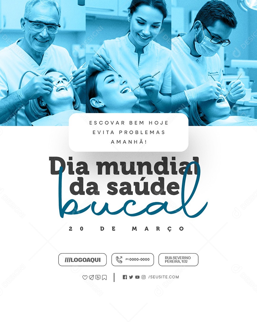 Dia Mundial da Saúde Bucal 20 de Março Social Media PSD Editável