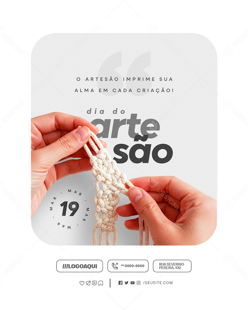 Dia do Artesão 19 de Março O Artesão Imprime sua Alma Social Media PSD Editável