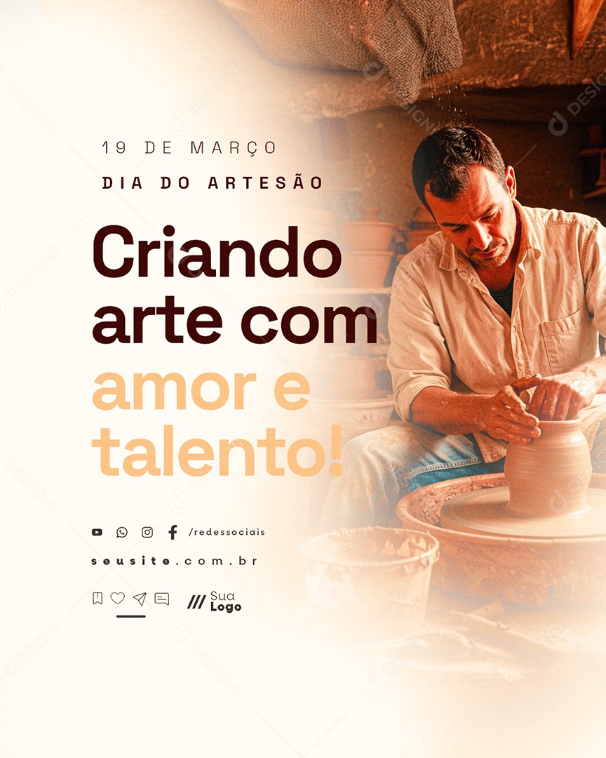 Dia do Artesão 19 de Março Criando Arte Social Media PSD Editável