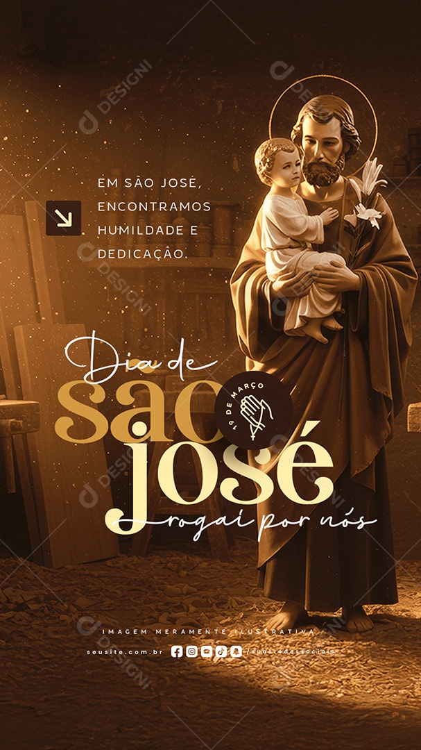 Story Dia de São José 19 de Março Rogaí Por Nós Social Media PSD Editável