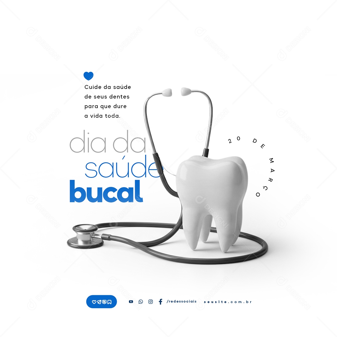 Dia da Saúde Bucal 20 de Março Social Media PSD Editável
