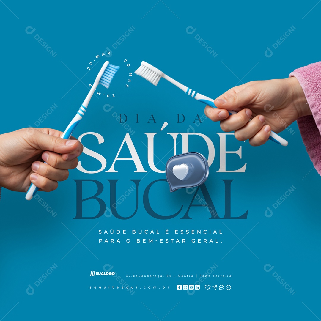 Social Media Dia da Saúde Bucal 20 de Março PSD Editável