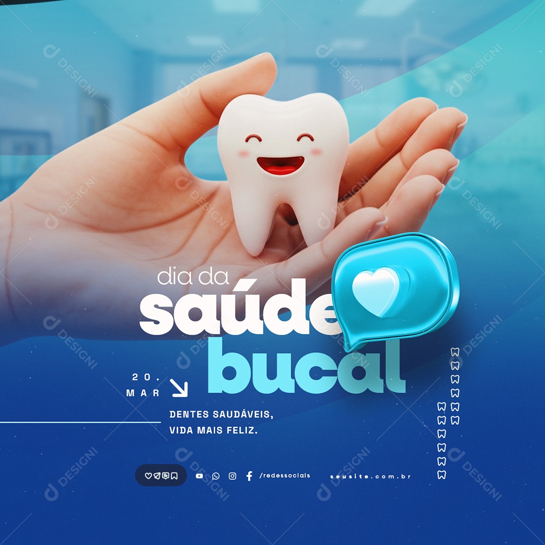 Dia da Saúde Bucal 20 de Março Social Media PSD Editável