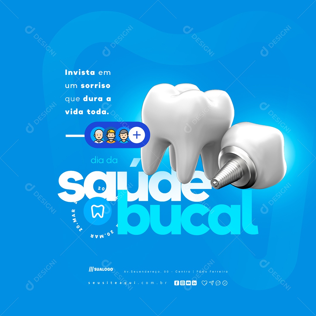 Dia da Saúde Bucal 20 de Março Social Media PSD Editável