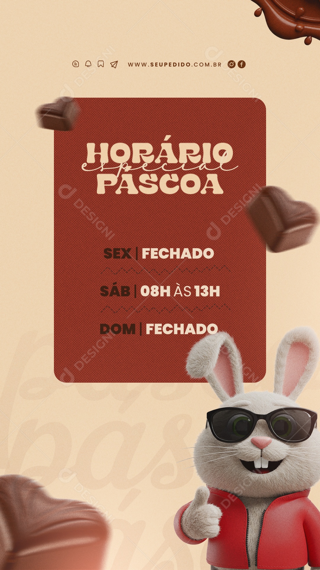 Story Horário de Páscoa Social Media PSD Editável