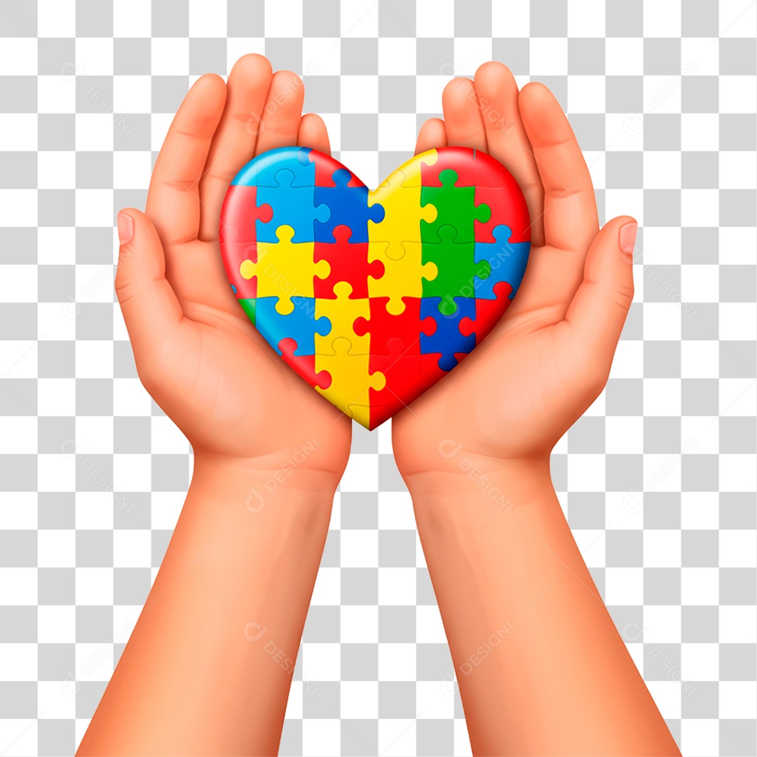 Mão Segurando Coração Colorido PNG Transparente