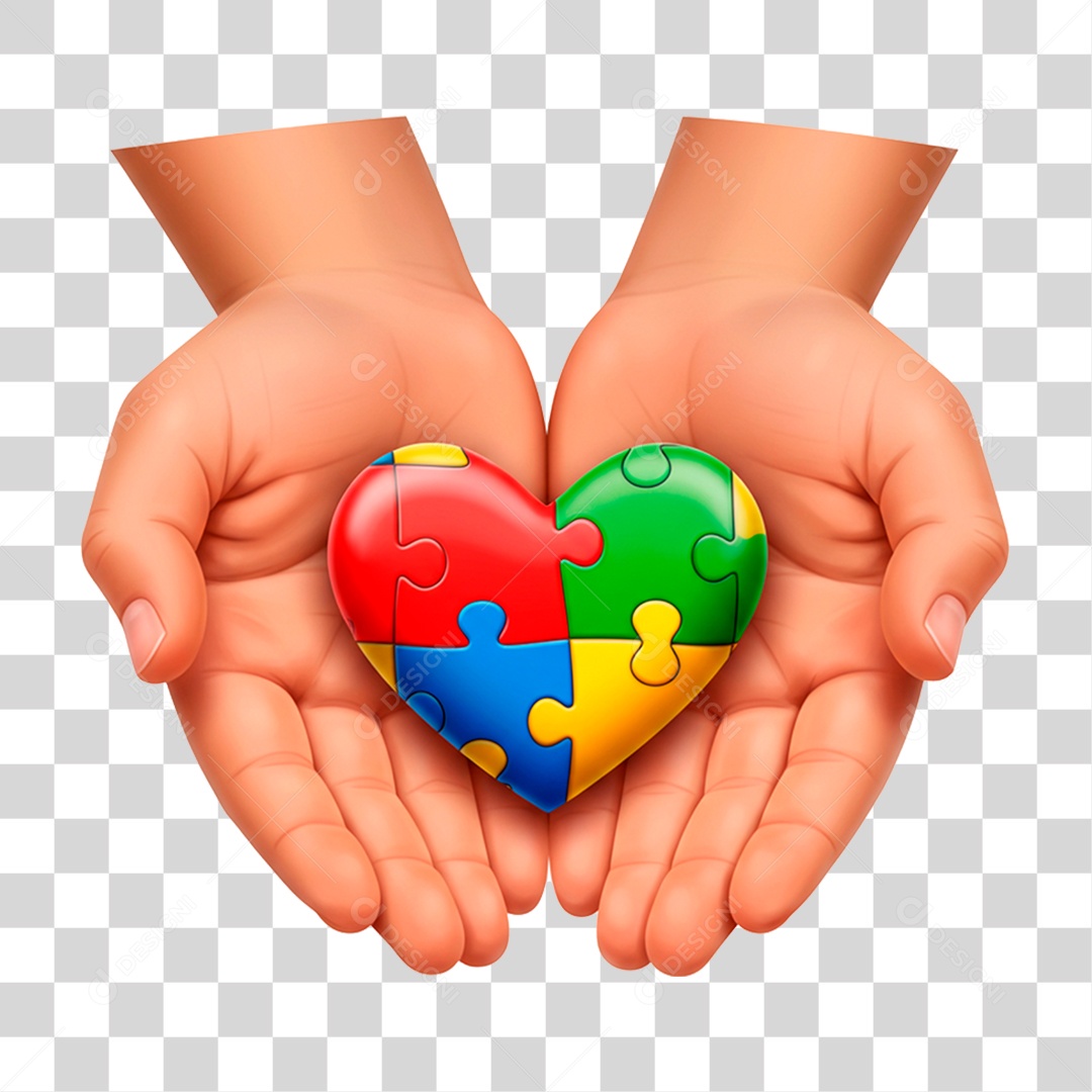 Mão Segurando Coração Colorido PNG Transparente