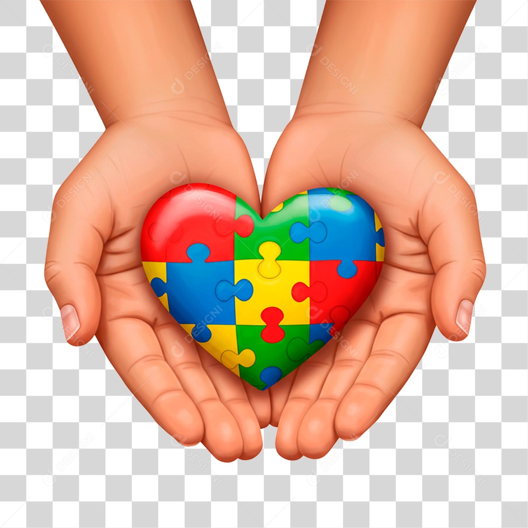 Mão Segurando Coração Colorido PNG Transparente