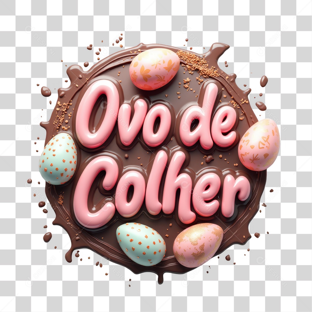 Selo 3D Ovo de Colher PNG Transparente